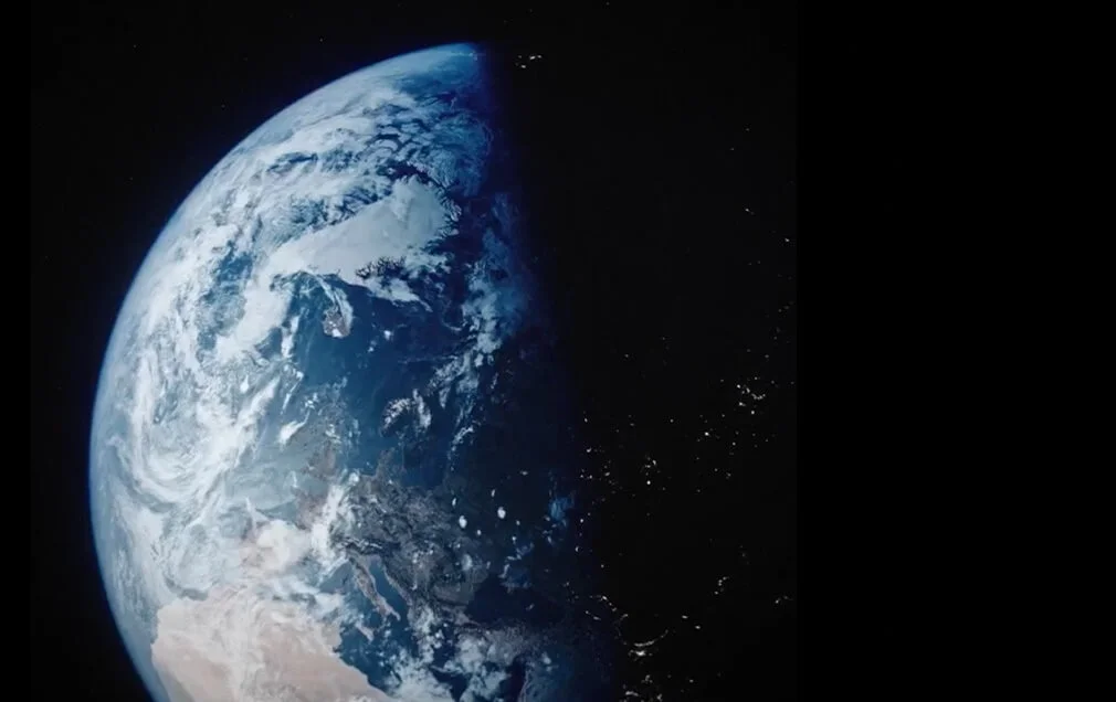 One half of the earth is in daytime whereas the other half is in night time.